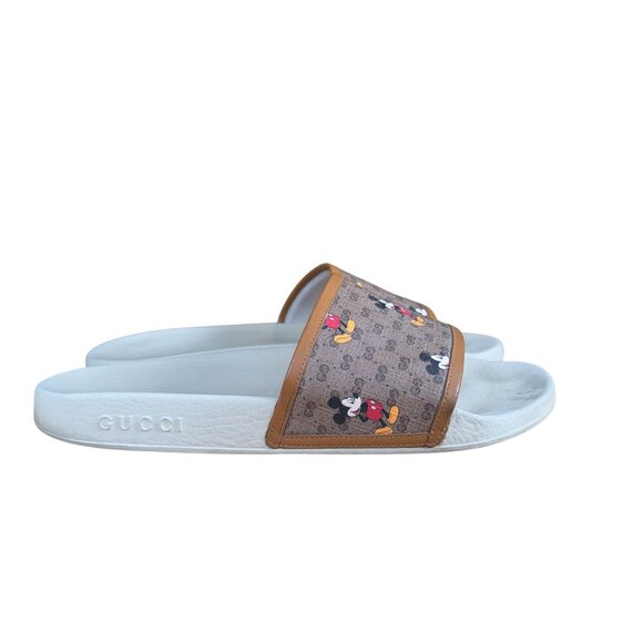 Gucci x Disney Authentic GG Supreme Mickey Mouse Logo Shoes Slides Size 10 - Picture 7 of 12